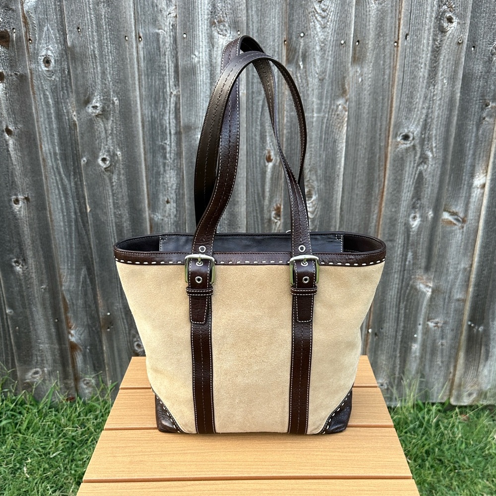 Vintage Coach Hampton Suede and Leather Tote EUC